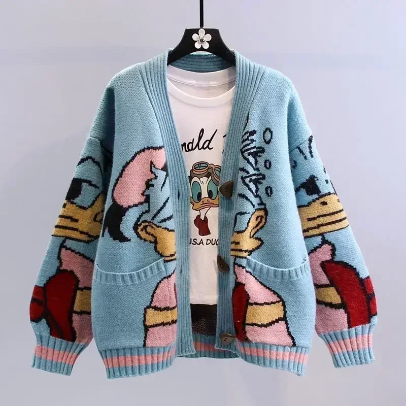 Womens Donald Duck Knitted Cardigan