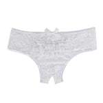 Lace Bow Sheer Crotchless Underwear