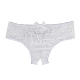 Lace Bow Sheer Crotchless Underwear