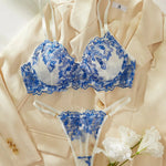 Floral Lace Push Up Bra Set Intimate Embroidery - Guan