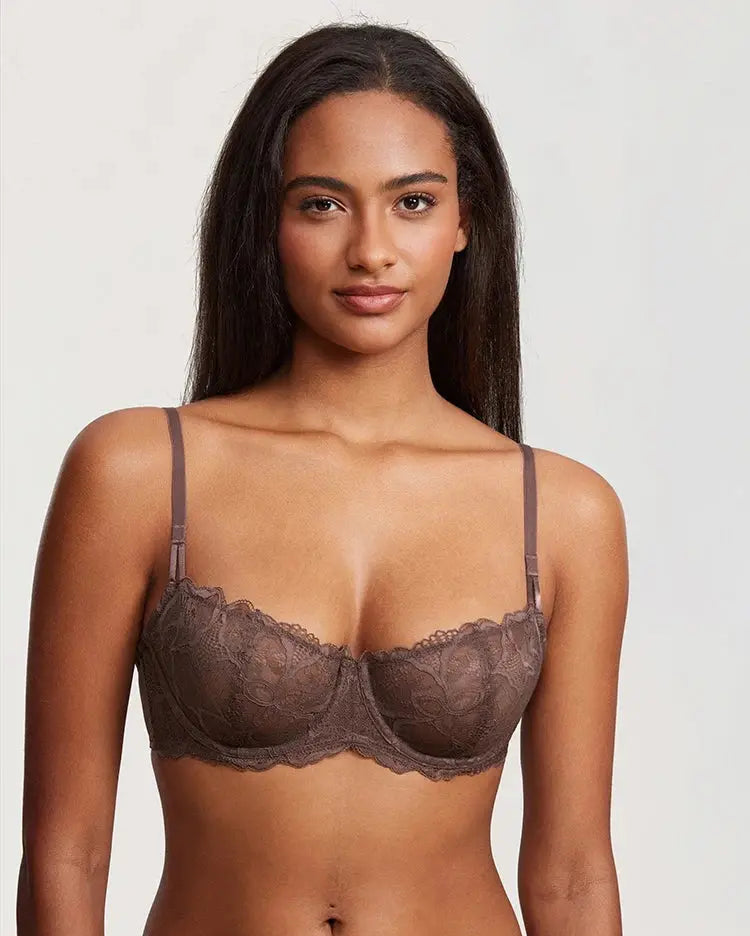 Lace Balconette Wired Push Up Bra - Guan