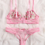 Floral Sexy Transparent Embroidery Lingerie Set