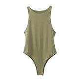 Guan Solid Femme Bodycon Summer Bodysuit