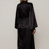 Women's Robe Black Print Leopard Bathrobe - Guan