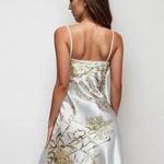 Floral Print Nightdress V Neck Spaghetti Strap - Guan