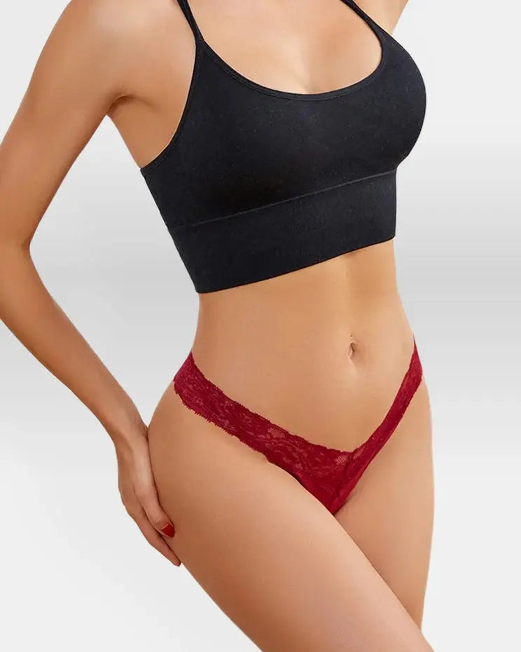 Guan Lace Cotton Thong Panties - Guan