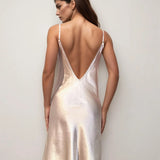 Ice Silk Satin Night Dress Women Backless Sling Lingerie - Guan