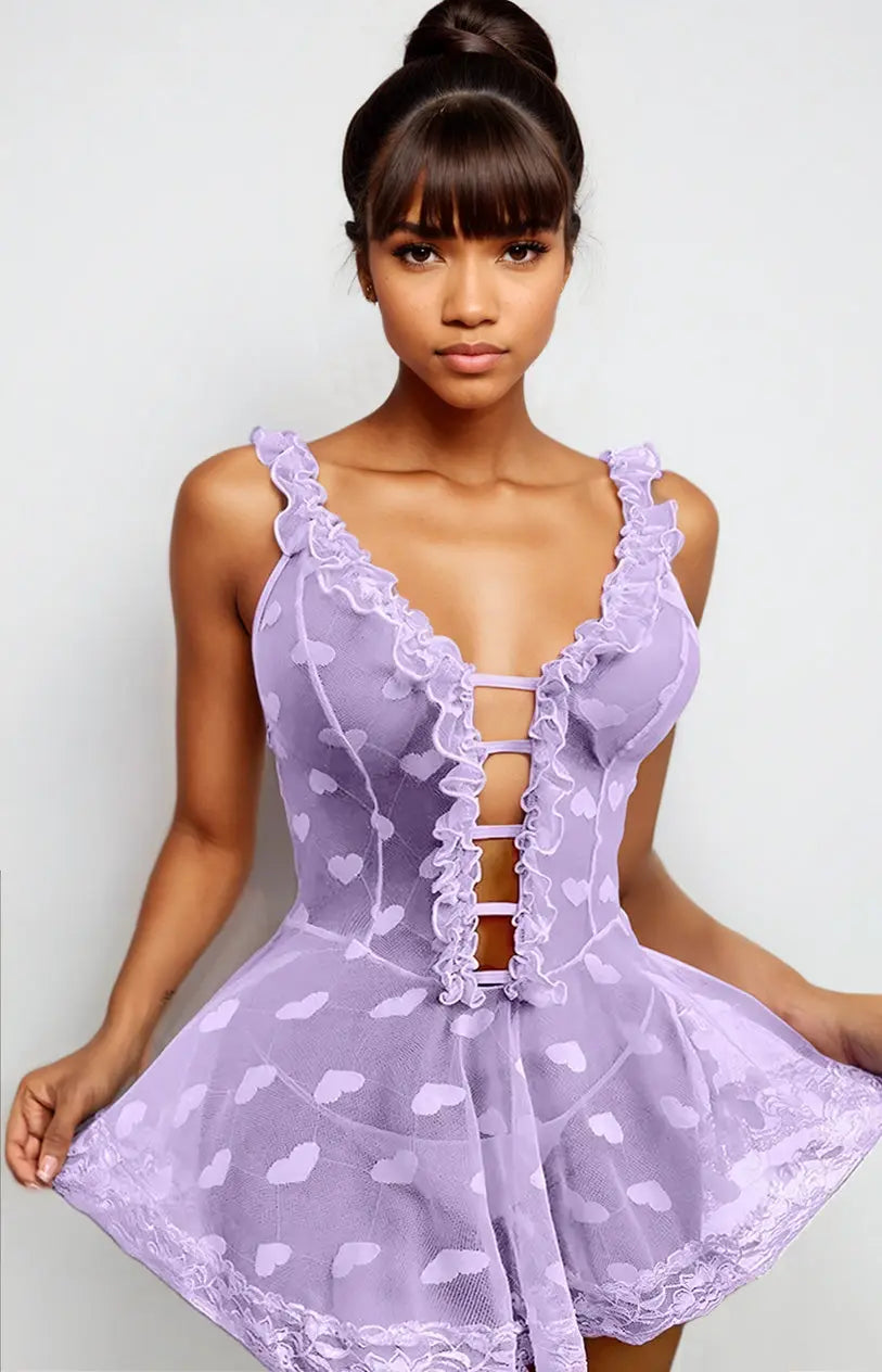 Plus Size Mesh Nightdress Lingerie