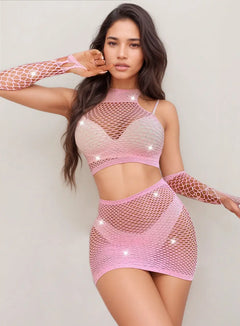 Guan Halter Rhinestone Bodystocking